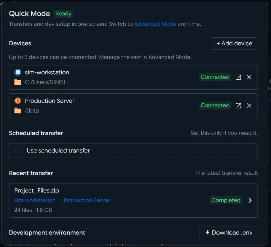 The Quick product screen